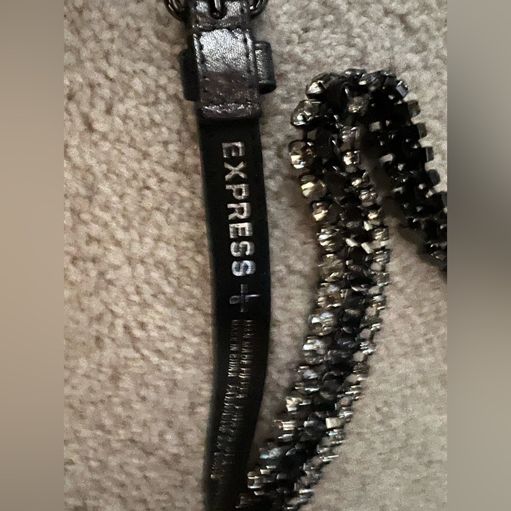 Express rhinestone silver belt (gun metal)